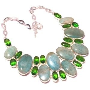 Green handmade jewelry necklace
